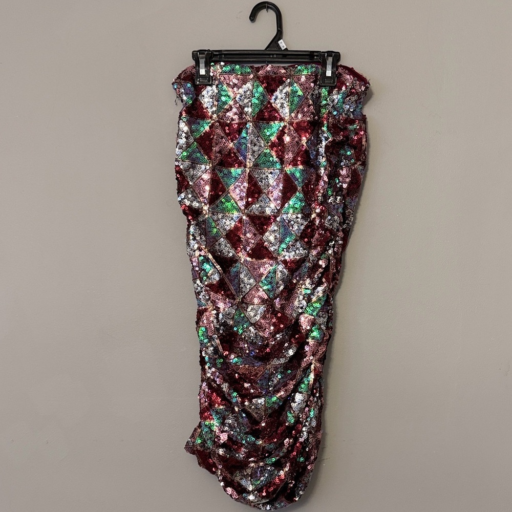 Le Superbe Rockstar Harlequin Blur sequined skirt NWT Sz M